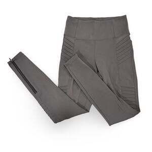 Athleta Delancey Moto Legging Gray XS High Waisted Ankle Zip Textured Pockets